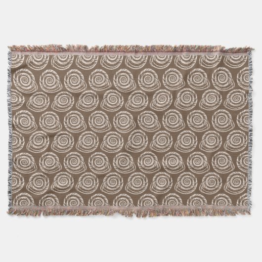Spiral Seashell Block Print, Taupe Tan en Cream Deken (Voorkant)
