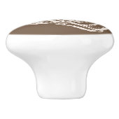 Spiral Seashell Block Print, Taupe Tan en Cream Keramische Knop (Zijkant)