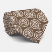 Spiral Seashell Block Print, Taupe Tan en Cream Stropdas (Opgerold)
