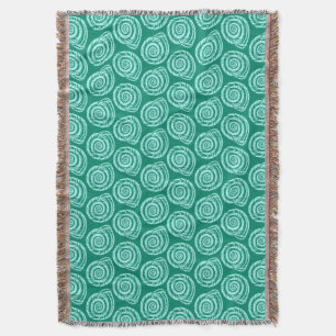 Spiral Seashell Block Print, Turquoise en Aqua Deken