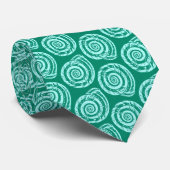 Spiral Seashell Block Print, Turquoise en Aqua Stropdas (Opgerold)