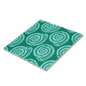 Spiral Seashell Block Print, Turquoise en Aqua Tegeltje (Zijkant)