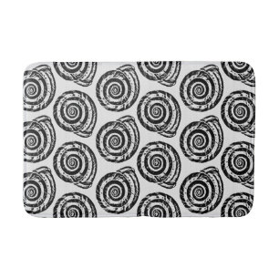 Spiral Seashell Block Print, zwart-wit Badmat