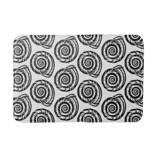 Spiral Seashell Block Print, zwart-wit Badmat (Voorkant)