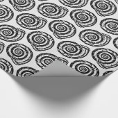 Spiral Seashell Block Print, zwart-wit Cadeaupapier (Hoek)