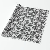 Spiral Seashell Block Print, zwart-wit Cadeaupapier (Uitgerold)