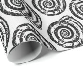 Spiral Seashell Block Print, zwart-wit Cadeaupapier (Rol Hoek)