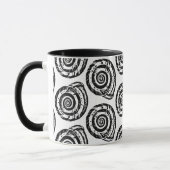 Spiral Seashell Block Print, zwart-wit Mok (Links)