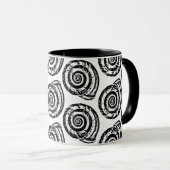 Spiral Seashell Block Print, zwart-wit Mok (Voorkant rechts)