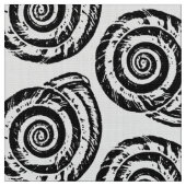 Spiral Seashell Block Print, zwart-wit Stof (Close Up)