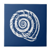 Spiral Seashell, Cobalt Blue en White Tegeltje (Voorkant)