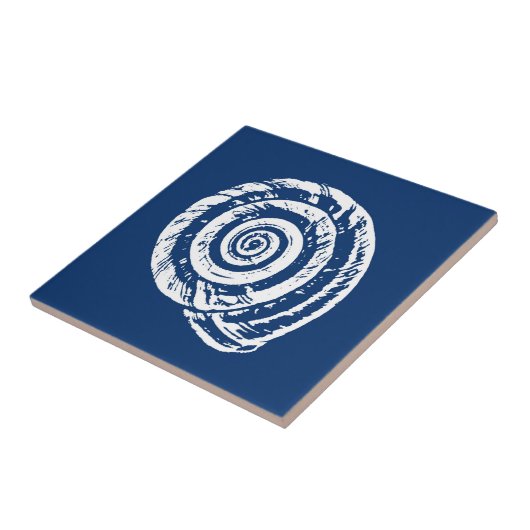 Spiral Seashell, Cobalt Blue en White Tegeltje (Zijkant)