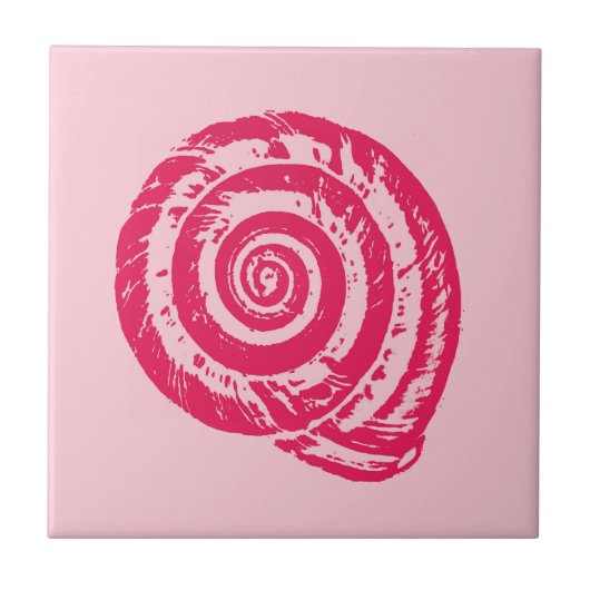 Spiral Seashell, Coral Pink en Fuchsia Pink Tegeltje (Voorkant)