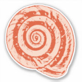 Spiral Seashell in Coral Oranje Sticker (Voorkant)