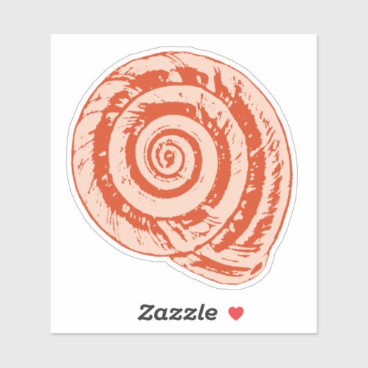Spiral Seashell in Coral Oranje Sticker (Vel)