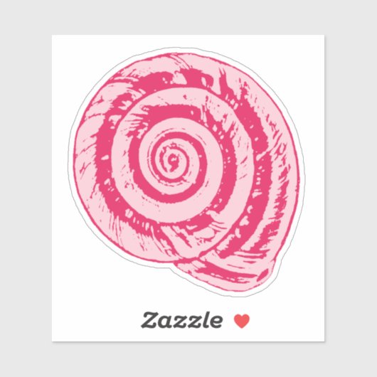 Spiral Seashell in Coral Pink & Fuchsia Sticker (Vel)