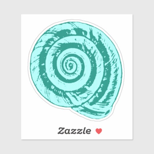 Spiral Seashell in Turquoise en Aqua Sticker (Vel)