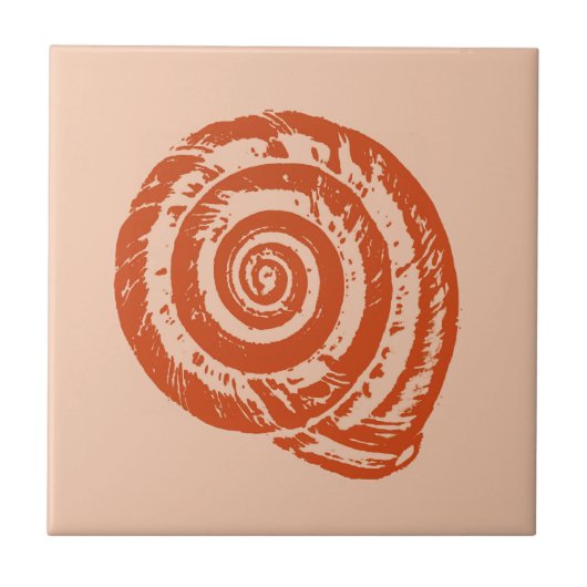 Spiral Seashell, Light Coral Oranje Ceramic Tegel Tegeltje (Voorkant)