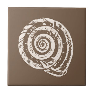 Spiral Seashell, Taupe Tan en Cream/Beige Tegeltje