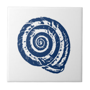 Spiral Seashell, White en Cobalt Blue Tegeltje