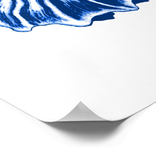 Spiral Shell, Indigo Blue en White Poster (Hoek)
