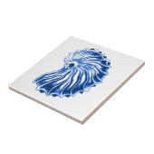Spiral Shell, Indigo Blue en White Tegeltje (Zijkant)