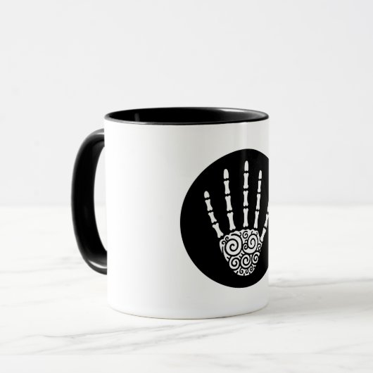 Spiral Skeleton Hand Mok (Voorkant links)