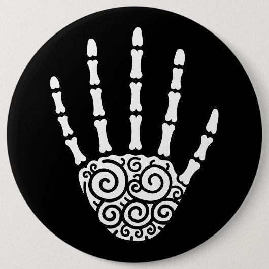 Spiral Skeleton Hand Ronde Button 6,0 Cm (Voorkant)