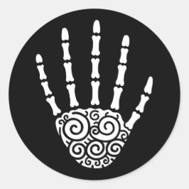 Spiral Skeleton Hand Ronde Sticker