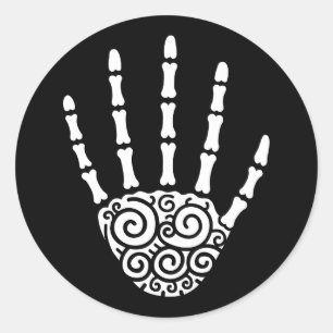 Spiral Skeleton Hand Ronde Sticker