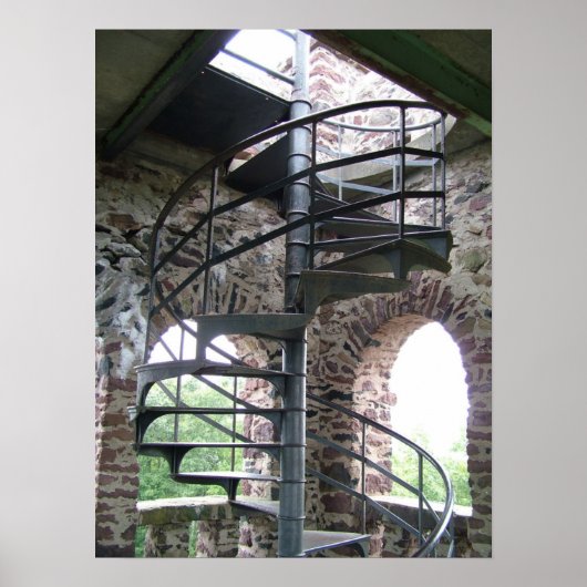 Spiral Staircase bij Poetts Seat Tower in Mass. Poster (Voorkant)