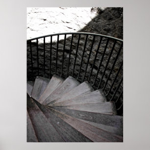 Spiral Staircase Black en White Poster