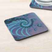 Spiral Staircase | Blauwe en roze fractale kunst Bier Onderzetter (Linkerzijde)