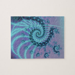 Spiral Staircase Blauwe en roze fractale kunst Legpuzzel