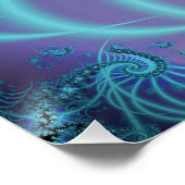 Spiral Staircase | Blauwe en roze fractale kunst Perfect Poster (Hoek)