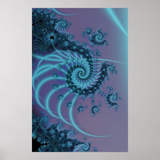 Spiral Staircase | Blauwe en roze fractale kunst Poster (Voorkant)