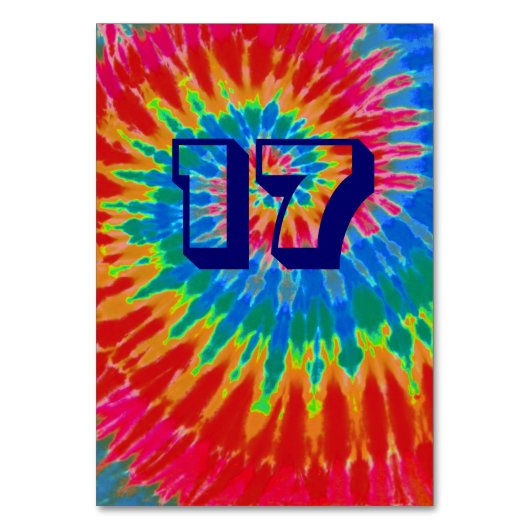 Spiral Tie Dye Wedingstabel zeventien Kaart (Voorkant)