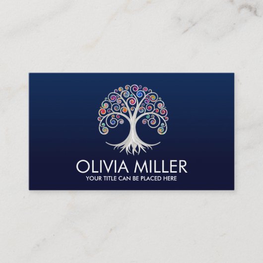 Spiral Tree of Life - kleur wervelblad Visitekaartje (Voorkant)
