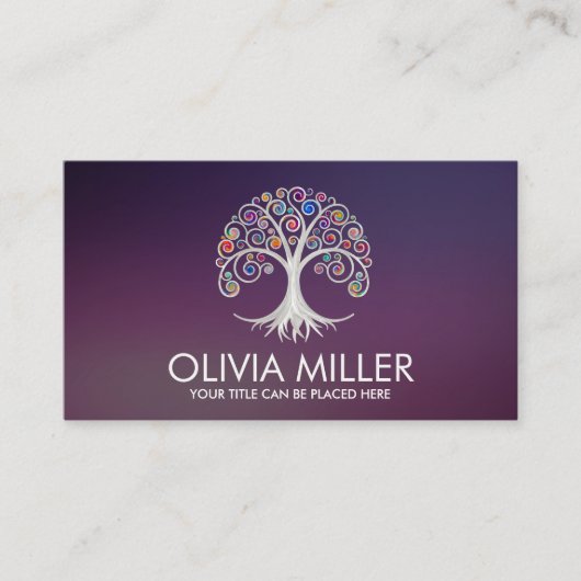 Spiral Tree of Life - kleur wervelblad Visitekaartje (Voorkant)