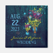 Spiral Trees Midnight Blue Wedding Save the Date Magneet (Voorkant)