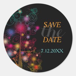Spiral Trees Wedding Save the Date Ronde Sticker