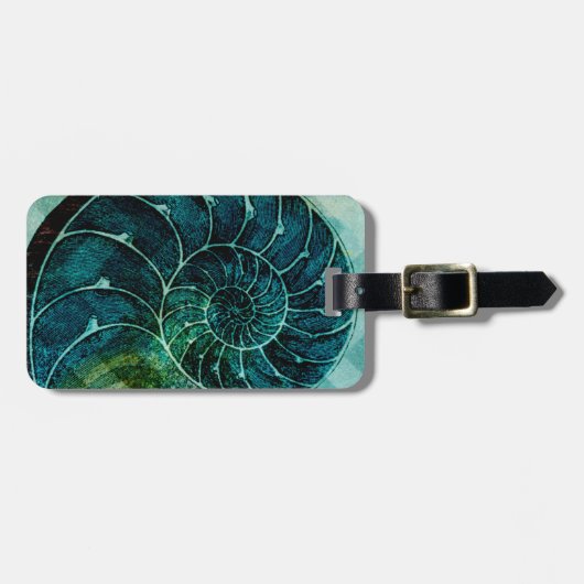Spiral Turquoise Conch Shell Bagagelabel (Voorkant horizontaal)