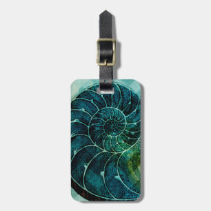 Spiral Turquoise Conch Shell Bagagelabel