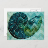 Spiral Turquoise Conch Shell Briefkaart (Voorkant / Achterkant)