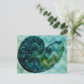 Spiral Turquoise Conch Shell Briefkaart (Staand voorkant)