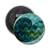 Spiral Turquoise Conch Shell Button Flesopener (Voorkant)