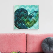 Spiral Turquoise Conch Shell Canvas Afdruk (Insitu (Woonkamer))