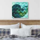 Spiral Turquoise Conch Shell Canvas Afdruk (Insitu (Slaapkamer))
