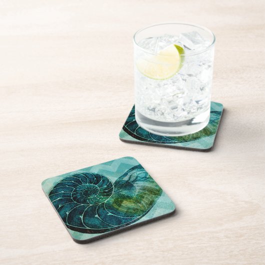 Spiral Turquoise Conch Shell Drankjes Onderzetter (Rechterzijde)