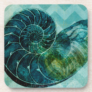 Spiral Turquoise Conch Shell Drankjes Onderzetter